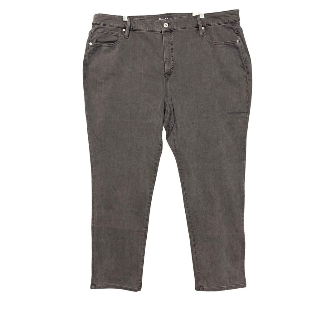 Style & Co Jeans Women 22W Gray Straight Leg High Rise Slimming Pocket NWT NEW